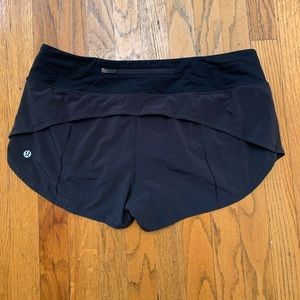 Lululemon Black Hotty Hot low waisted shorts